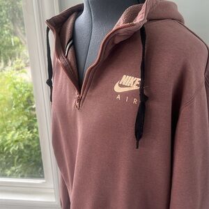 Nike Air Half-Zip Hoodie in Dusty Rose with Black Drawstrings